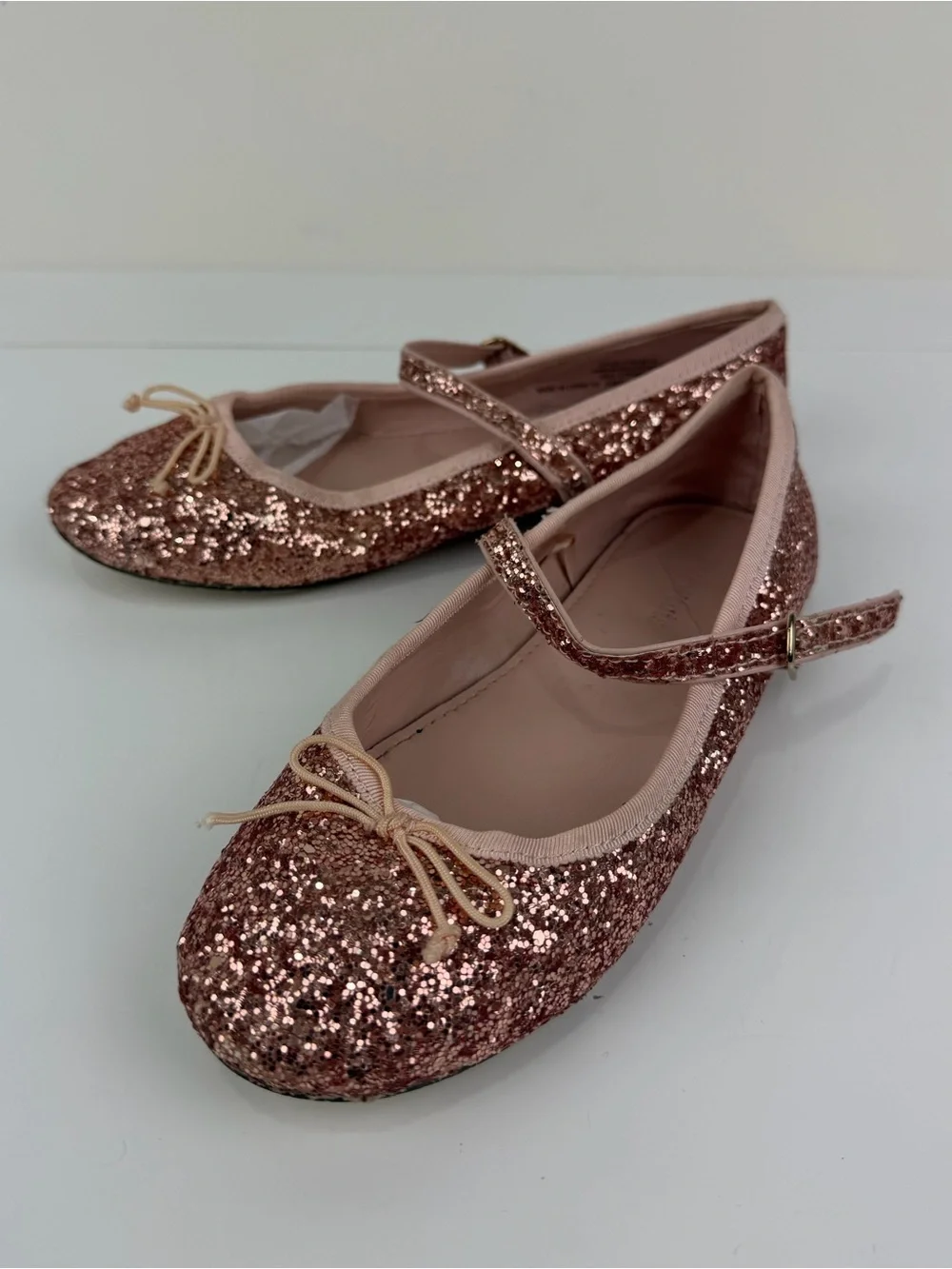 J.Crew Cuts Rose Gold Glitter Mary Jane Ballet Flats Kids Size 3